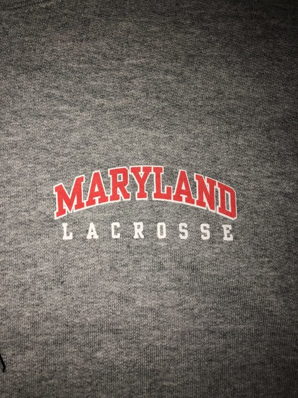 MD Crab lacrosse hoodie sport grey front close up